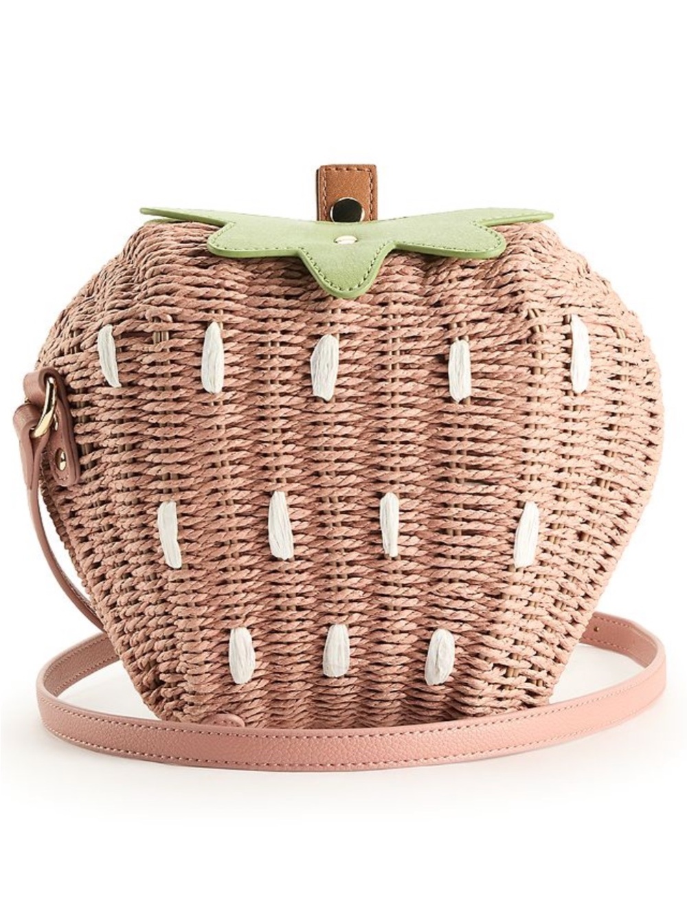 LC Lauren Conrad Strawberry Wicker Crossbody Purse in Rose and Green